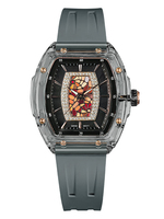Reloj de Cuarzo Transparente para Mujer, con Esfera de Cristal Incrustado con Mosaico Colorido y Correa de Silicona con Madreperla