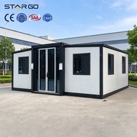Maison conteneur pliable et extensible à double aile de 20 pieds, conforme aux normes européennes, avec 2 chambres privées séparées, résistante à la corrosion, pavillon de jardin