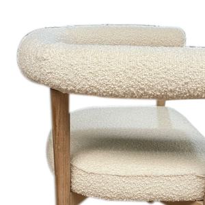 เก้าอี้ทานข้าวไม้สไตล์นอร์ดิก เบาะกำมะหยี่สีขาวเท็ดดี้ ขาไม้ พนักพิงโค้ง - Product Image 3