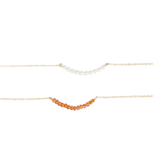 Colar com Pingente Curvo de Pérola Facetada em Aço Inoxidável Banhado a Ouro para Estilo Minimalista Diário - Product Image 1