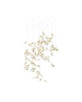 Lustre d'inspiration art déco Suspension en verre Lumières dorées avec feuilles d'érable Luminaire sophistiqué pour hôtels
