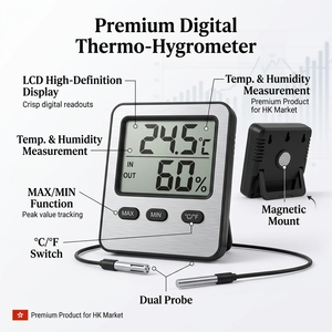 Thermo-hygromètre numérique LCD, mesure de la température et de l'humidité, double sonde, fixation magnétique pour la surveillance intérieure et extérieure - Product Image 3
