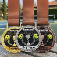 Médailles en émail plaqué or/argent/bronze, logo sportif en métal 3D, 1ère/2ème/3ème place, médaille de pickleball en alliage de zinc pour événements de club