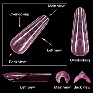 Puntas de Uñas de Gel Suave de Doble Forma, Almendradas Largas, Cuadradas, Curva C, Rosa, con Línea Guía Francesa, Moldes de Extensión, Logotipo OEM - Product Image 3