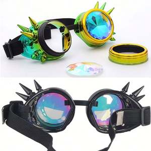 Lunettes de soleil personnalisées avec logo pour hommes et femmes, lunettes steampunk à rivets, lunettes de cosplay vintage gothiques, lunettes EDM, lunettes kaléidoscope arc-en-ciel - Product Image 5