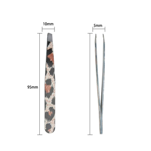 Nouvelles pinces à sourcils colorées avec étui en cuir PU, pointe carrée inclinée, outils de beauté professionnels OEM - Product Image 5