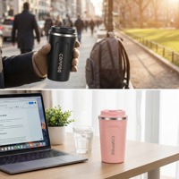Tasses en acier inoxydable personnalisées de 380 ml et 510 ml avec couvercle à affichage de la température, gobelet isotherme à double paroi pour cadeau, rentrée scolaire