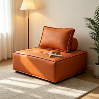 Canapé modulaire en PU orange avec coussin capitonné individuel, oreiller de dossier assorti et appui-tête, design combinable détachable pour salon