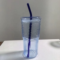 Eenvoudig meisjesachtig Koreaans ontwerp met strik, prachtige glazen mok met rietje en deksel, geschikt voor magnetron en vaatwasser, grote inhoud, voor vers fruit
