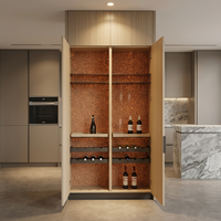 Meuble à vin moderne en bois pour projet de villa de luxe au Royaume-Uni, avec éclairage LED et affichage de bouchons, personnalisable OEM pour solution de mobilier complet pour toute la maison