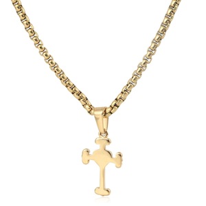 yunnique Heart <b>Cross</b> Necklace Gold Zinc Alloy Pendant 60cm <b>Chain</b> Gift Jewelry for Men Women Couples Students Hip Hop Style - Product Image 3