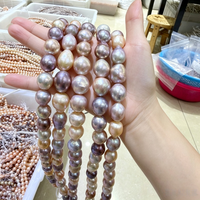 Superbe Chaîne de Perles de Culture d'Eau Douce de Qualité AAAAA, Forme Baroque Edison, Couleurs Mixtes, Grande Taille 13-15mm, Marque HB, pour la Fabrication de Bijoux