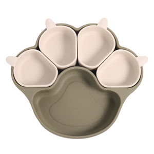Assiette Séparatrice en Silicone de Qualité Alimentaire pour Enfants, Assiette d'Alimentation pour Tout-Petits en Silicone avec Ventouse, Couvercle d'Alimentation pour Bébé - Product Image 5