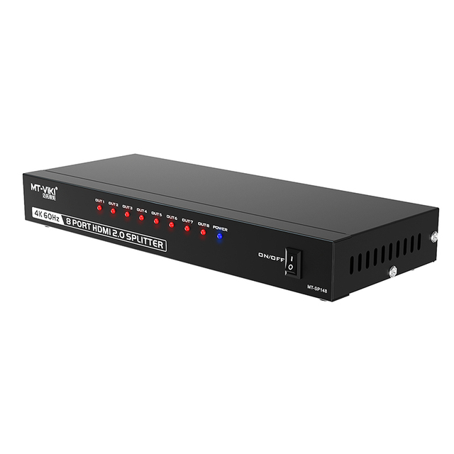 4K 60Hz HDMI Splitter 1 in 8 Out, MT-VIKI 1x8 1 Computer 8 Monitor + Power Adapter HDMI Splitter