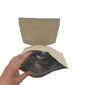 Op Maat Bedrukt Vochtbestendig Opstaand Zakje Gevriesdroogd Huisdiervoer Bio-Afbreekbaar Kraftpapier Flexibele Verpakking Rits Zakken