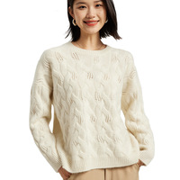 Haute qualité dames hiver épais col rond pull en cachemire pulls femmes câbles tricoté 100% pull en cachemire pull conception