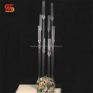 SMOOTH Customized 8 Heads Glass <b>Candle</b> Holder Centerpiece Clear Candlestick for Wedding Decor - Product Image 6