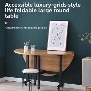 Mesa de Comedor Plegable Moderna de Lujo Ligero, Tablero de Roca Ultrafino, Mueble Móvil para Apartamentos Pequeños, <span class=keywords><strong>Muebles</strong></span> de Comedor <span class=keywords><strong>Gratis</strong></span> - Product Image 4