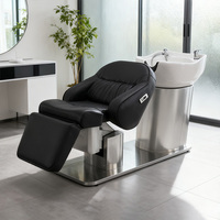 XFMC Factory Outlet Fauteuil de lavage électrique moderne et confortable en cuir PU, équipement de salon, lit de lavage massant pour soins capillaires avec bac