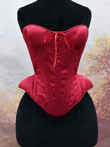 Corset romantique sans bretelles en satin, avec corsage à lacets sur le devant et baleines pour sculpter la taille, idéal pour les soirées de la Saint-Valentin et les séances vintage - Product Image 1