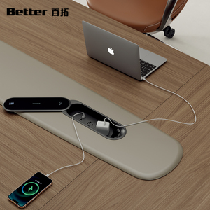 Luxury CEO Executive Desk - Light <strong>Wood</strong> Grain <strong>Desktop</strong> with Integrated Cable Grommet &amp; Seamless Curved Base for Corporate Leaders - Product Image 6