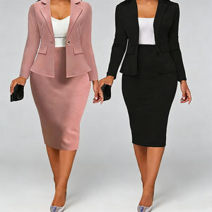 Conjunto de <span class=keywords><strong>Traje</strong></span> de Blazer y <span class=keywords><strong>Falda</strong></span> Profesional para Mujer, Chaqueta de Manga <span class=keywords><strong>Larga</strong></span> <span class=keywords><strong>con</strong></span> un Solo Botón y Solapa <span class=keywords><strong>con</strong></span> Muescas, <span class=keywords><strong>con</strong></span> <span class=keywords><strong>Falda</strong></span> Lápiz Ajustada, Dos Piezas - Product Image 4