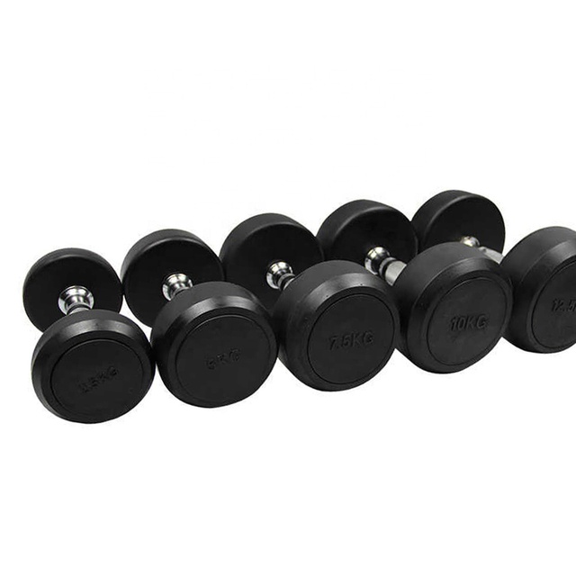 SQ Custom Design Black Round Rubber Dumbbell Economical No-Slip Strength Training Free Weights