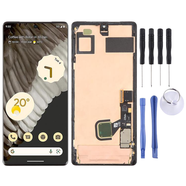 For Google Pixel 7 Pro GP4BC GE2AE 100% Original LCD Screen Digitizer Full Assembly Frame Including Fingerprint Flex Cable