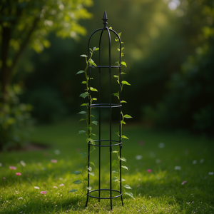 Obelisco de Jardín de 6.2 pies, de Metal Recubierto de Plástico Negro, Ligero, Estilo Clásico, Soporte para Cercas - Product Image 2