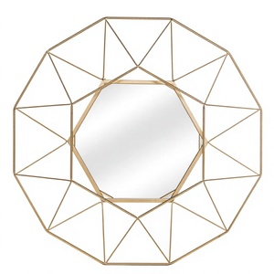 Wholesale Art Deco Octagonal Iron Wrought Wall <b>Mirror</b> with <b>Hanging</b> Hook for Living Room - Product Image 2