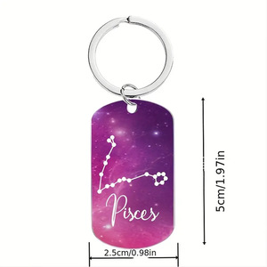 <span class=keywords><strong>Portachiavi</strong></span> con Segno Zodiacale e Design Costellazione Galattica, Ciondolo Astrologico in Acciaio Inossidabile per Donne e Uomini - Product Image 5