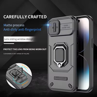 Housse de protection de caméra pour téléphones portables Hybrid Armour pour iPhone 14 15 pro max Defend Case avec support de bague magnétique