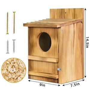 Casetta per Uccelli in Legno a Forma di Gufo, Leggera e Artigianale - Mangiatoia Grande per Uccelli da Esterno/Interno con Ingresso |   Casetta per Uccelli Resistente alle Intemperie per Giardino - Product Image 6