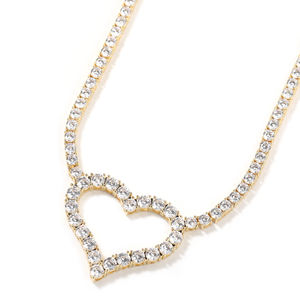 Collana a Cuore con Gioielli Luccicanti per il Ballo di Fine Anno, Catena Tennis 3MM, <span class=keywords><strong>Serie</strong></span> Design Amore, Moda Femminile di Lusso, Charm CZ, Girocollo - Product Image 3