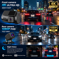 Caméra embarquée M700 2 pouces 4K+1080P Wifi GPS double objectif, caméra de tableau de bord DVR pour voiture, double caméra avant et arrière 4K Wifi GPS
