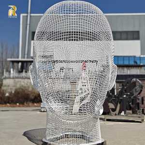 גדול מודרני חיצוני ציון דרך מופשט חוט נירוסטה חוט ראש רשת - Product Image 3