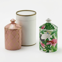 Pot en céramique rose personnalisé gaufré, style nordique, avec support doré pour bougie, plusieurs tailles, récipient vide pour la fabrication de bougies en cire de soja