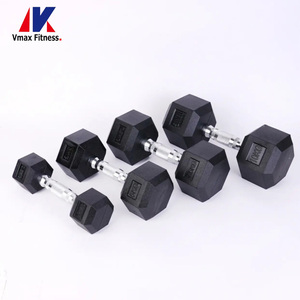 Commercial Custom Gym <strong>Dumbell</strong> <strong>25kg</strong> Free Weights Fitness Hexagonal Rubber Dumbbells - Product Image 3