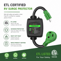 Protector de Sobretensión de 30 Amperios 125V/250V, Cable Adaptador Tipo Dogbone para RV |   Adaptador de Corriente Eléctrico NEMA 5-15P NEMA TT-30R con Protección Contra Sobrecarga