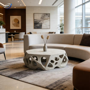 Mesa de Centro Moderna y Duradera de GRC Gris Irregular, Diseño Creativo para Sala de Estar, Muebles para el Hogar - Product Image 6