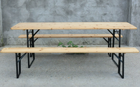 Ensemble table et banc pliants en bois de sapin massif, légers, portables, gain de place, pour extérieur, jardin, camping, pique-nique, patio, cour.