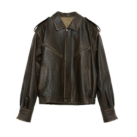 5230 Trending Items 2025 Removable Sleeves Women Coat Distressing Leather Tanned Sheepskin Leather Jacket for Ladies