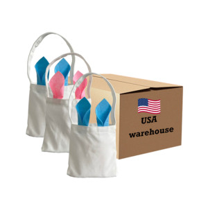 Blank Sublimation <b>Easter</b> Treat Soft <b>Bunny</b> Ear Tote Bags Reusable 100% Thick Polyester Candy Egg <b>Basket</b> - Product Image 1