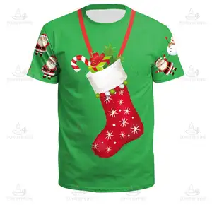 2024 Green Christmas Tshirts Family Kids Wholesale Graphic t-Shirts 3d Print Funny Led Merry Christmas t Shirt For Men Women