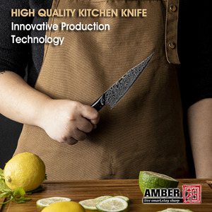 سكين متعدد الاستخدامات بمقبض من الخشب والراتنج، شفرة سوداء من فولاذ VG10 دمشقي، مضادة للالتصاق مثل طلاء DLC، مثالية لتقطيع العظام والأسماك والفواكه - Product Image 5