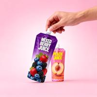 Op maat gedrukte verpakkingen voor fruitsap met uitgiettuit, plastic Doypack zakken van PET/MOPP/PE