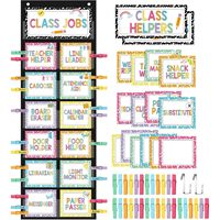 Tableau de classe avec cartes et pinces pour les aides en classe, aides pédagogiques multicolores, 10,234 x 5,734 pouces