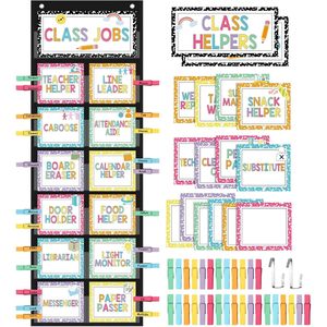Tableau de classe avec cartes et pinces pour les aides en classe, aides pédagogiques multicolores, 10,234 x 5,734 pouces - Product Image 1