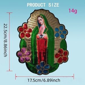 Grande écusson thermocollant brodé de sequins, motif Vierge <span class=keywords><strong>Marie</strong></span>, pour vêtements DIY - Product Image 4