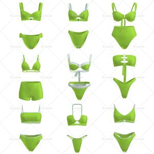 Maillot de bain bikini 2 pièces à imprimé floral, col en V, string, pour femme, prototypage rapide personnalisé en 3D, échantillon gratuit - Product Image 2